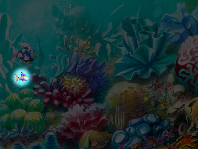 Rainbow Fish and the Amazing Lagoon (Windows) screenshot: Lucy glows in the dark and will later be use as a flashlight and a guide