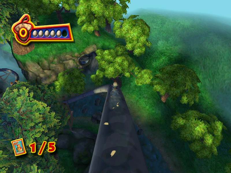 Disney's Chicken Little (Windows) screenshot: There are lots of long careening pipe slides