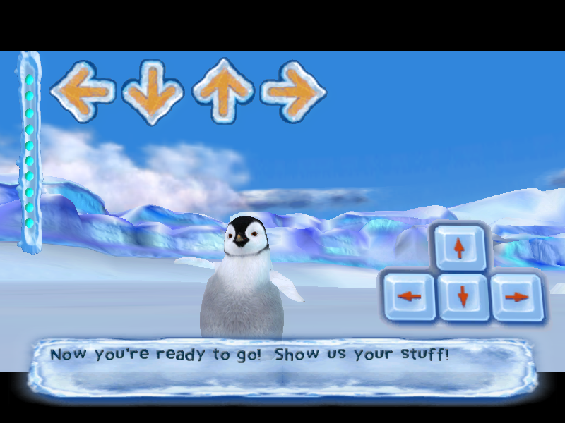 Happy Feet (Windows) screenshot: The player is about to enter a dance mission