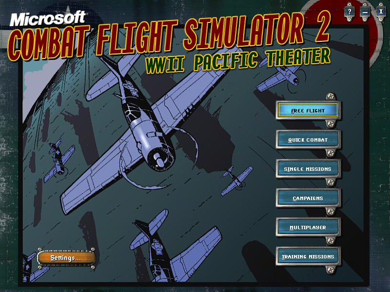 Microsoft Combat Flight Simulator 2: WW II Pacific Theater (Windows) screenshot: Main menu