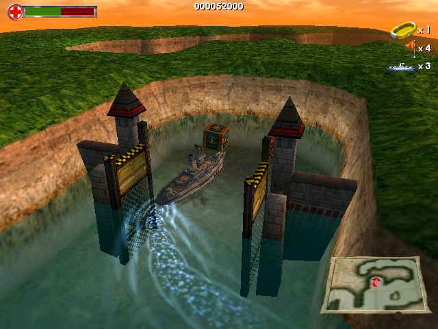 Battleship: Surface Thunder (Windows) screenshot: A secret cache of power-ups