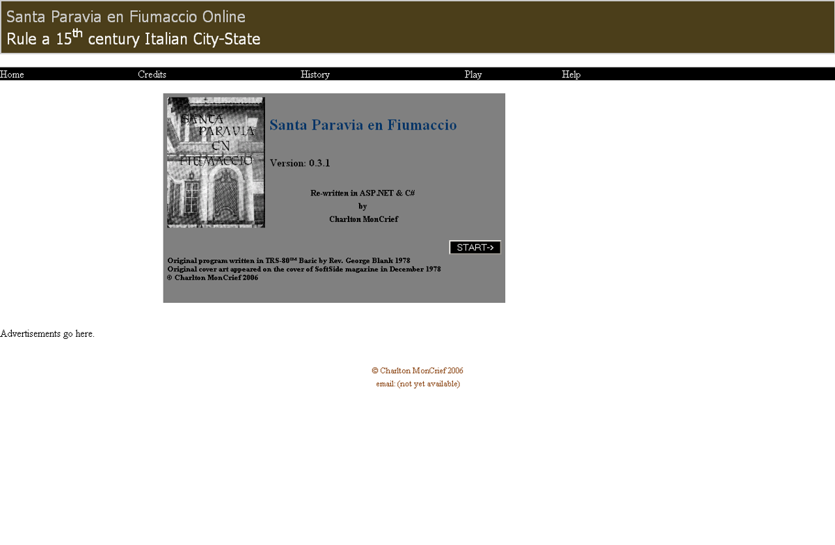 Paravia Screenshot of Santa Paravia and Fiumaccio (Browser, 2006) - MobyGames