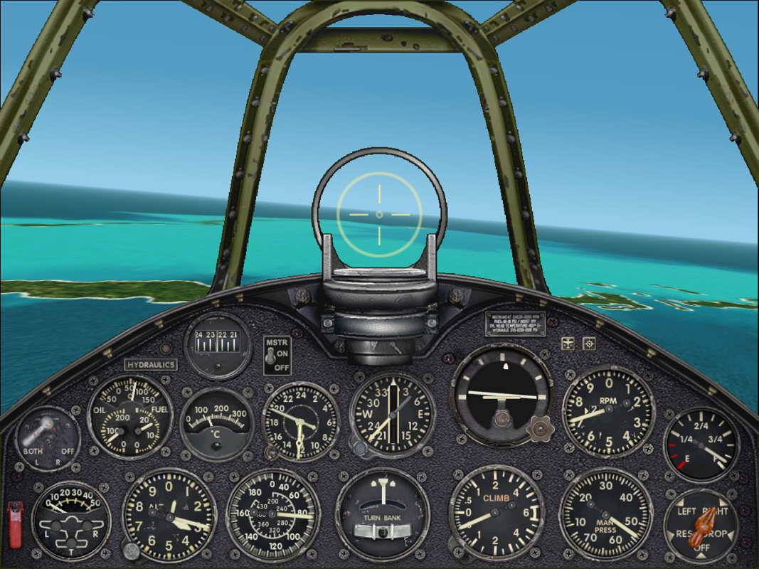 Microsoft Combat Flight Simulator 2: WW II Pacific Theater (Windows) screenshot: The Hellcat cockpit