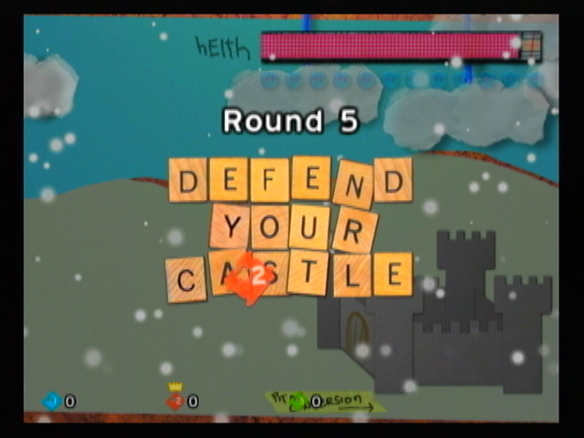 Defend Your Castle (Wii) screenshot: The snow, with scrabble