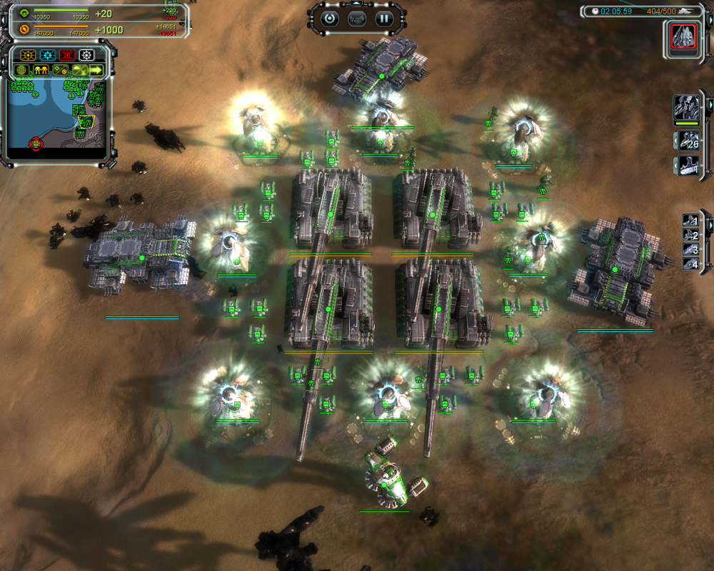 Supreme Commander: Forged Alliance (Windows) screenshot: UEF experimental artillery with protection