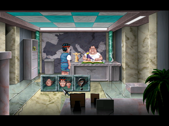 Imperium Romanum (DOS) screenshot: Make a right click on a character or item for the action symbols.