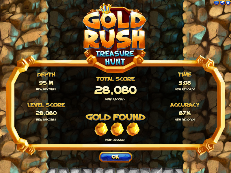 Gold Rush Treasure Hunt (Windows) screenshot: Level statistics