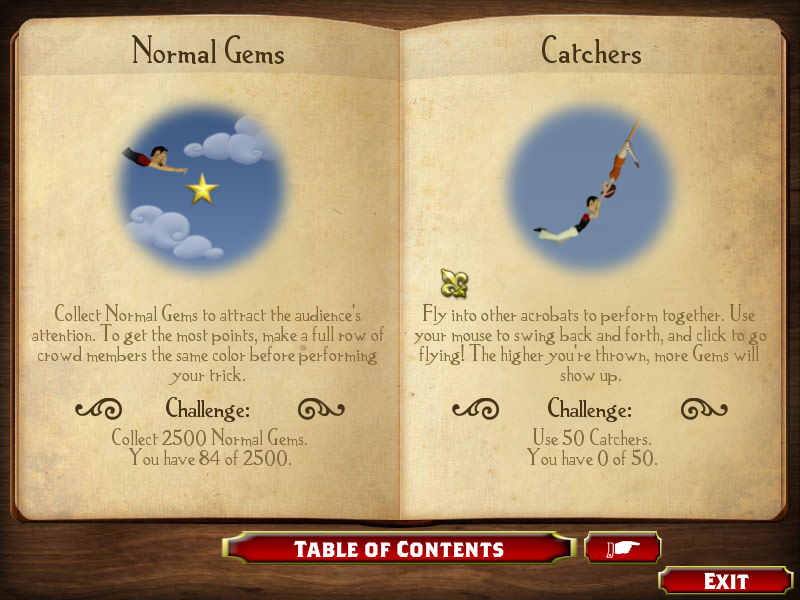 The Flying Trapeezees (Windows) screenshot: Challenge details