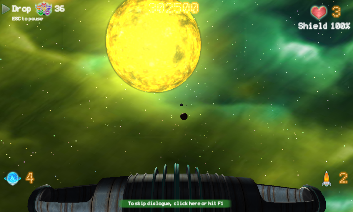 Planet Busters (Windows) screenshot: That's a big sun.