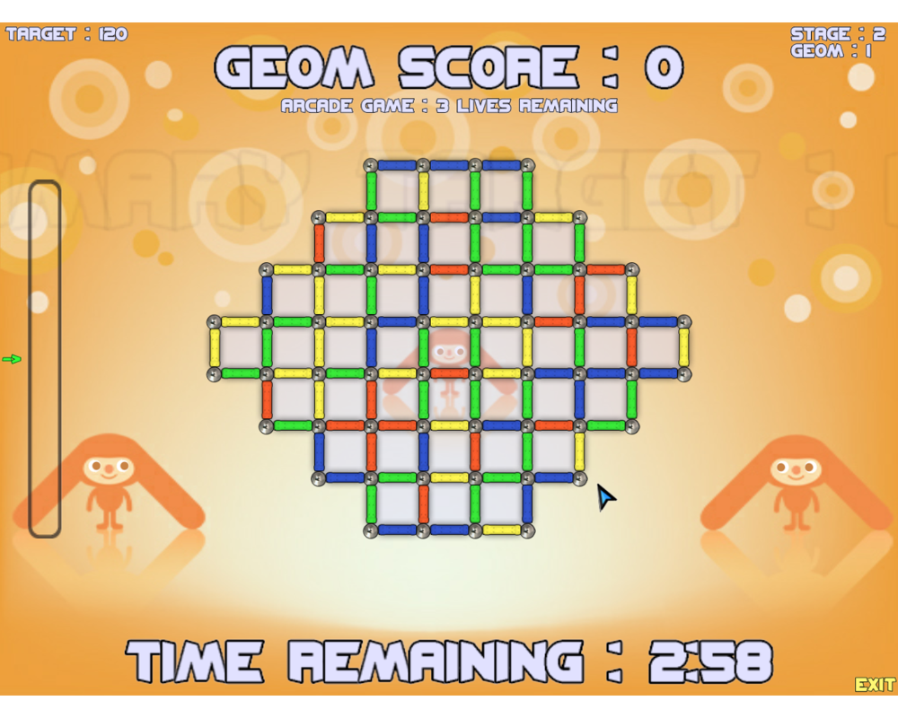 GEOM (Windows) screenshot: Arcade stage 2, level 1