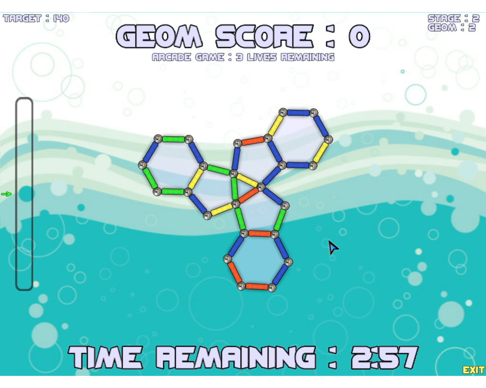 GEOM (Windows) screenshot: Arcade stage 2, level 2