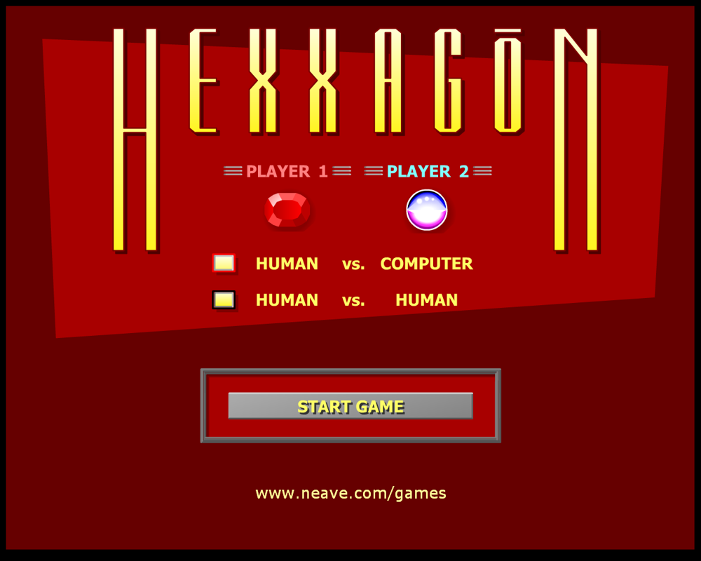 Hexxagon (Browser) screenshot: Main screen.