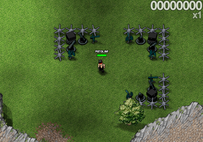 Boxhead: The Zombie Wars (Browser) screenshot: Starting a game in defence mode.