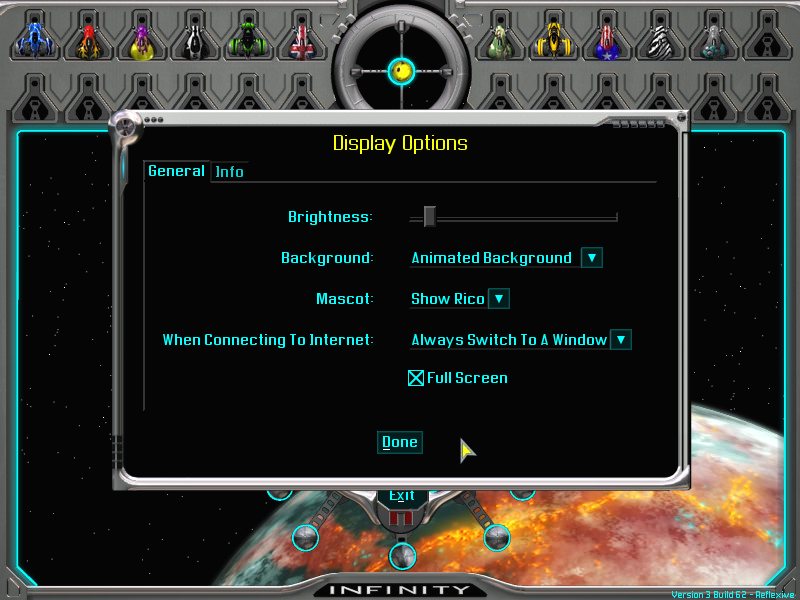 Ricochet Infinity (Windows) screenshot: Display options.