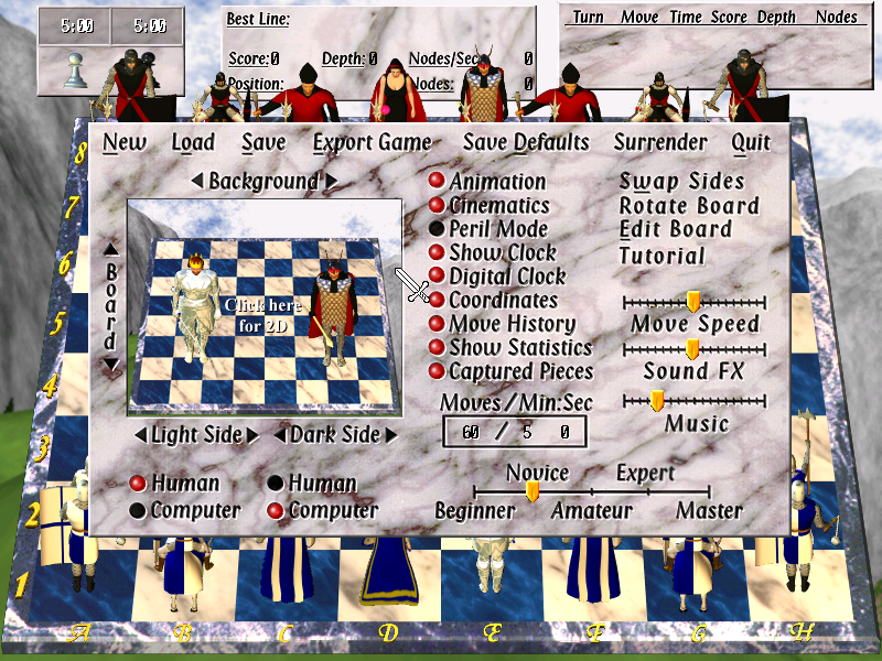 Chess Wars: A Medieval Fantasy (DOS) screenshot: Main menu