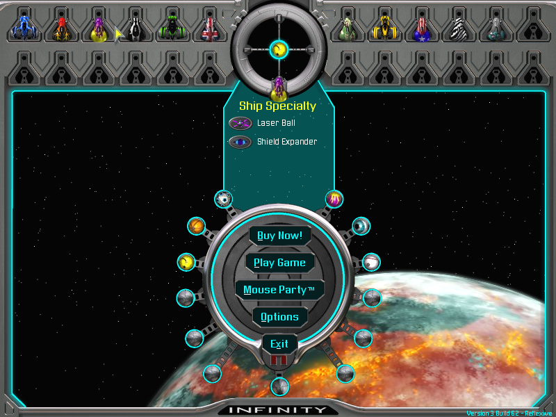 Ricochet Infinity (Windows) screenshot: During the game you can activate them by "Ship Specialty" bonus.