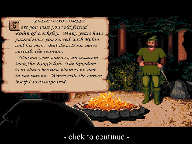 Defender of the Crown (Browser) screenshot: A meeting with Robin Hood.