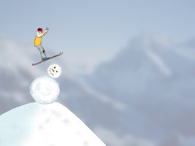 Ski Stunt Simulator (Windows) screenshot: Behead the snowman and land safely