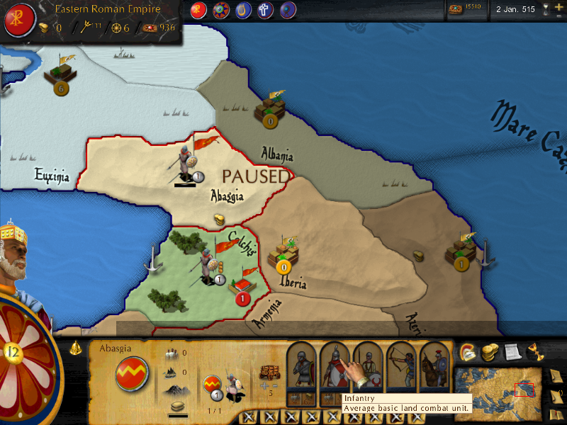Great Invasions: The Darkages 350-1066 AD (Windows) screenshot: Building new units.