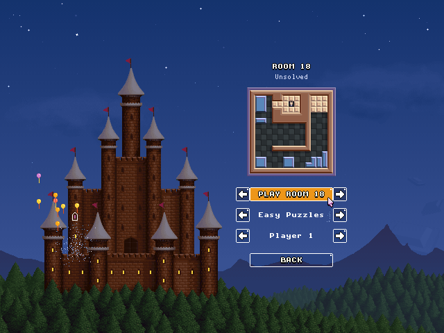 Chocolate Castle (Windows) screenshot: Room selection, balloons coming from room 17