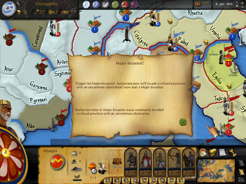 Great Invasions: The Darkages 350-1066 AD (Windows) screenshot: Major invasion!