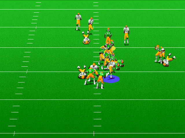 Unnecessary Roughness '95 (DOS) screenshot: A great tackle even if I was receiving it.