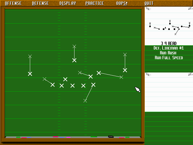 Unnecessary Roughness '95 (DOS) screenshot: The play editor