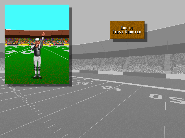 Unnecessary Roughness '95 (DOS) screenshot: End of the first quarter
