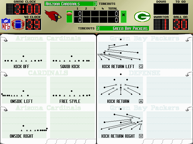 Unnecessary Roughness '95 (DOS) screenshot: The play books.