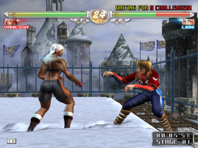 Virtua Fighter 4 (PlayStation 2) screenshot: Vanessa vs Lion