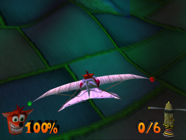 Crash Bandicoot: The Wrath of Cortex (PlayStation 2) screenshot: Crash flying.