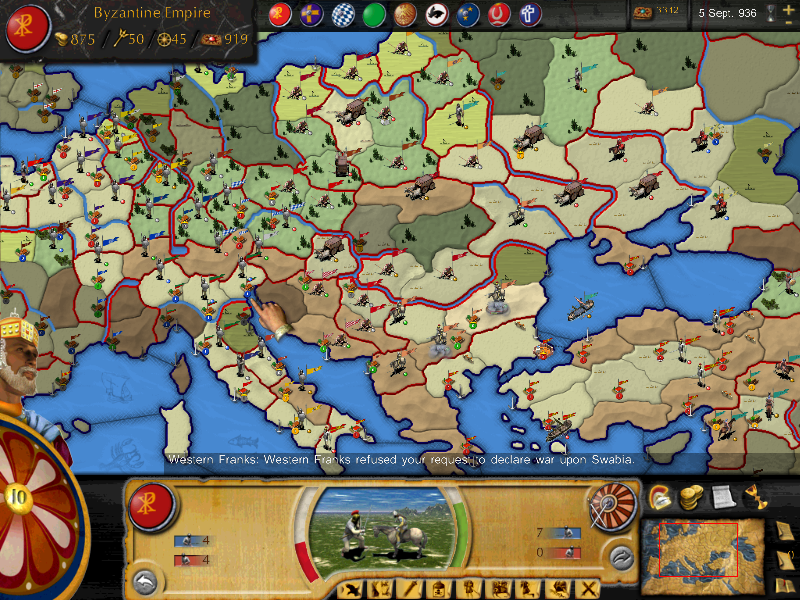 Great Invasions: The Darkages 350-1066 AD (Windows) screenshot: Infantry vs cavalry
