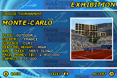 Tennis Masters Series 2003 (Game Boy Advance) screenshot: One of the "tournaments"