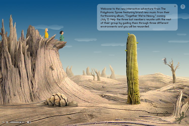 The Polyphonic Spree: The Quest for the Rest (Browser) screenshot: Starting location -- desert
