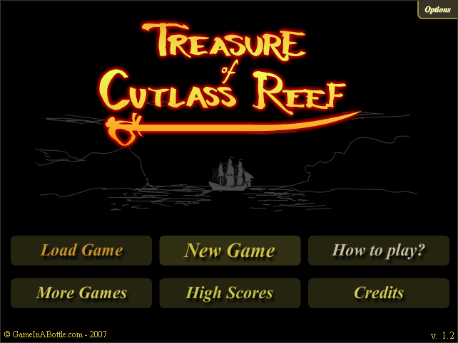 Treasure of Cutlass Reef (Browser) screenshot: The title screen.