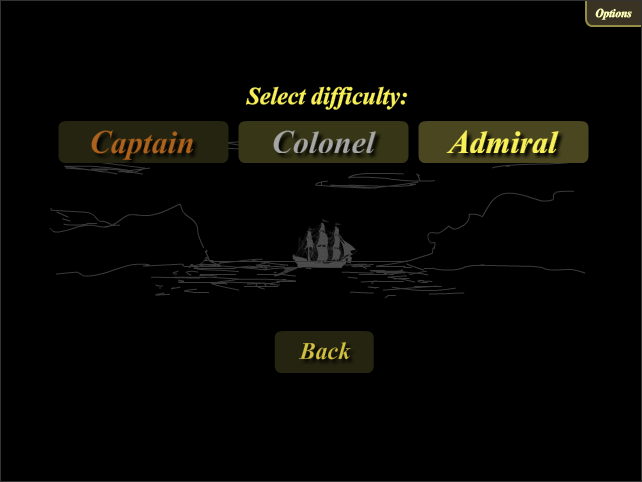 Treasure of Cutlass Reef (Browser) screenshot: Selecting your difficulty level.