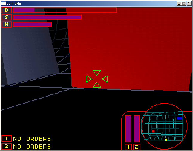 Cylindrix (Windows) screenshot: Claiming a pylon for my colour
