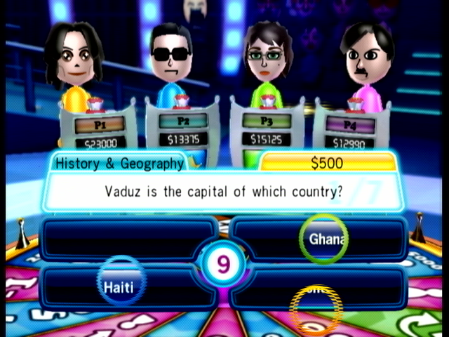 TV Show King (Wii) screenshot: Flashlight mode.