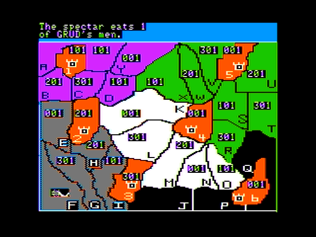 Dark Forest (Apple II) screenshot: One of Grud's men has been eaten...