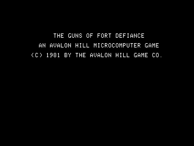 Guns of Fort Defiance (Apple II) screenshot: Title screen