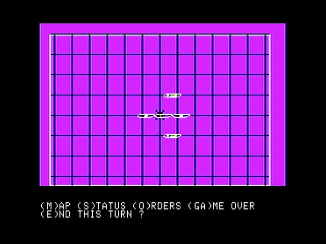 Torpedo Fire (Apple II) screenshot: Viewing the map.