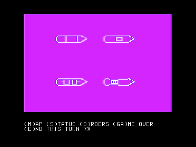 Torpedo Fire (Apple II) screenshot: Beginning a game.