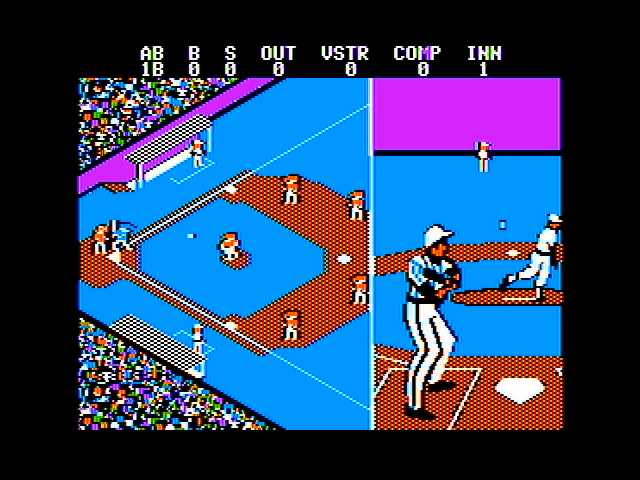 Championship Baseball (Apple II) screenshot: Here's the pitch...