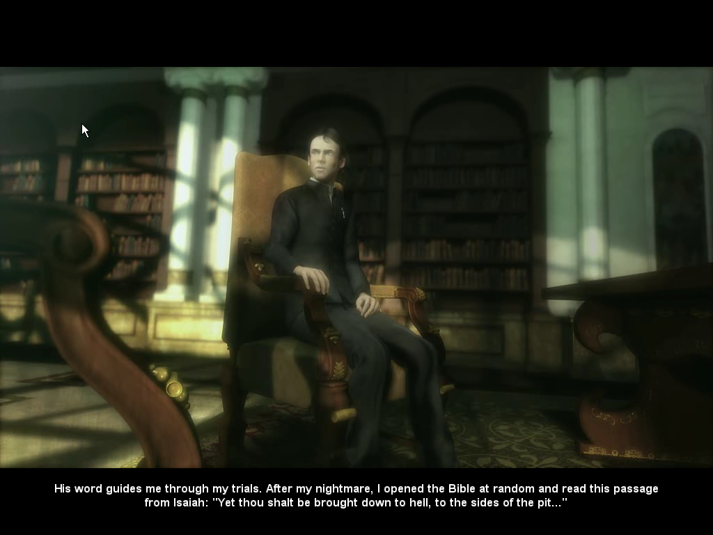Dracula 3: The Path of the Dragon (Windows) screenshot: Intro - Father Moriani talks to the Monsignor.