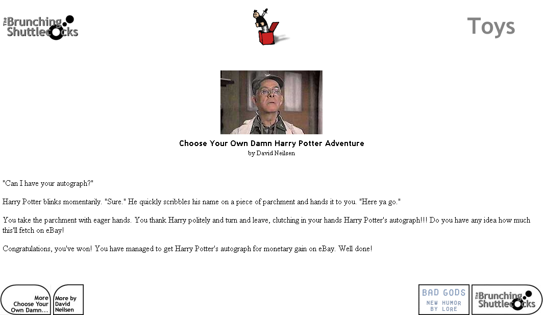 Choose Your Own Damn Harry Potter Adventure (Browser) screenshot: The best ending!