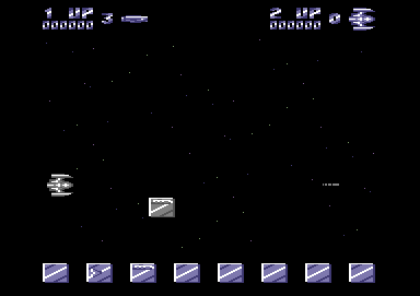 Delta Patrol (Commodore 64) screenshot: Avoid the grey debris
