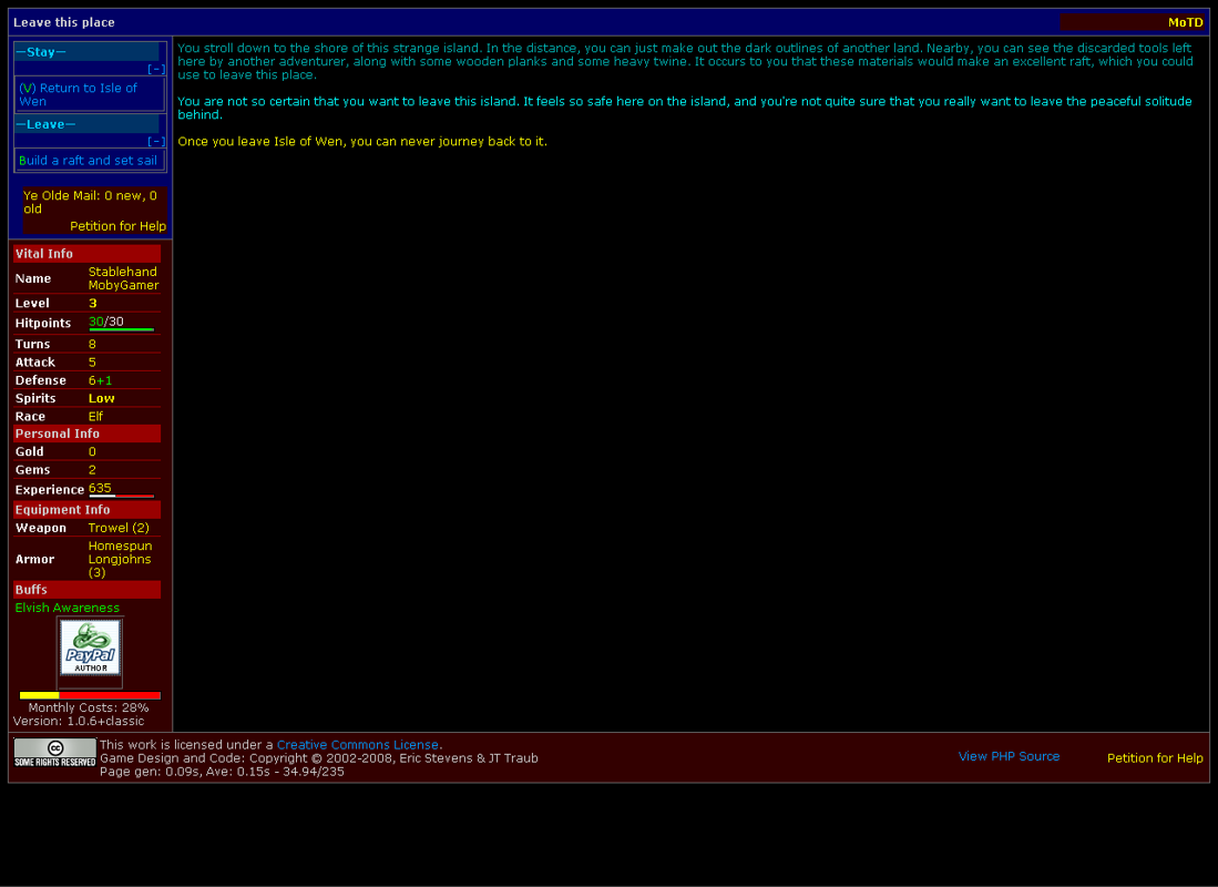 Screenshot of Legend of the Green Dragon (Browser, 2002) - MobyGames