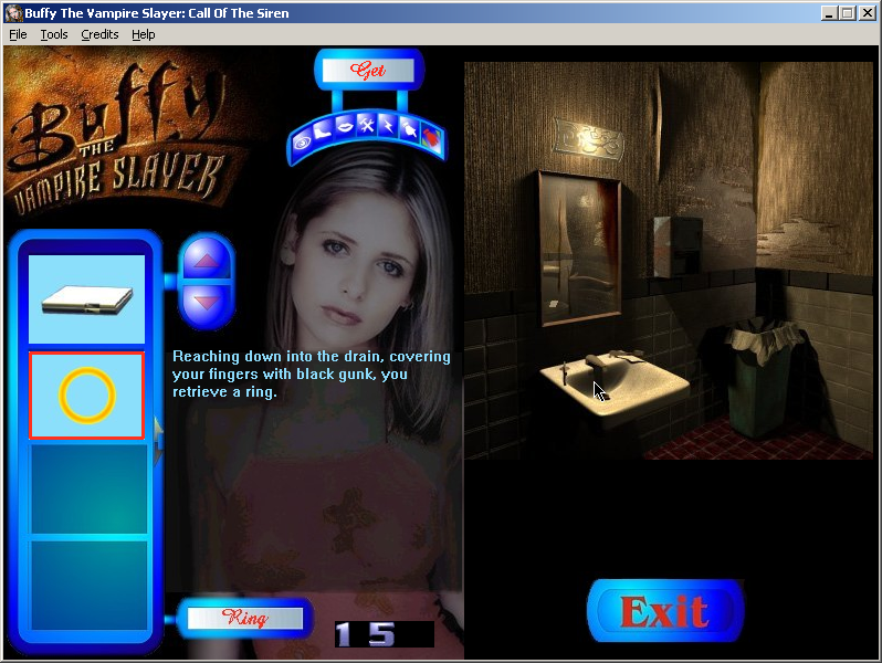 Buffy the Vampire Slayer: Call of the Siren (Windows) screenshot: Players often root through dirty holes in these kinds of games