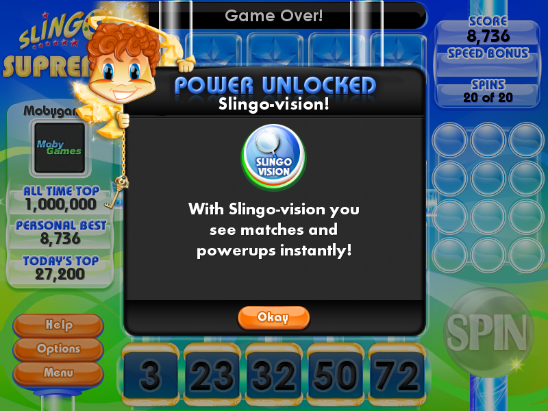 Slingo Supreme (Windows) screenshot: Power unlocked