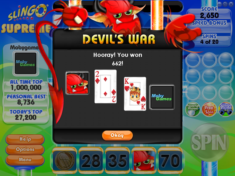 Slingo Supreme (Windows) screenshot: Devil card game